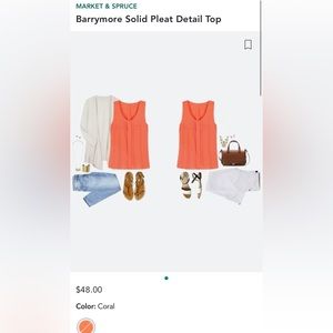 Market & Spruce Barrymore Solid Pleat Detail Top